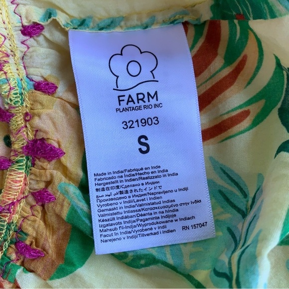 Farm Rio Delicate Fruit Garden Yellow Smocked Strapless Halter Tiered Maxi Dress - Picture 12 of 14